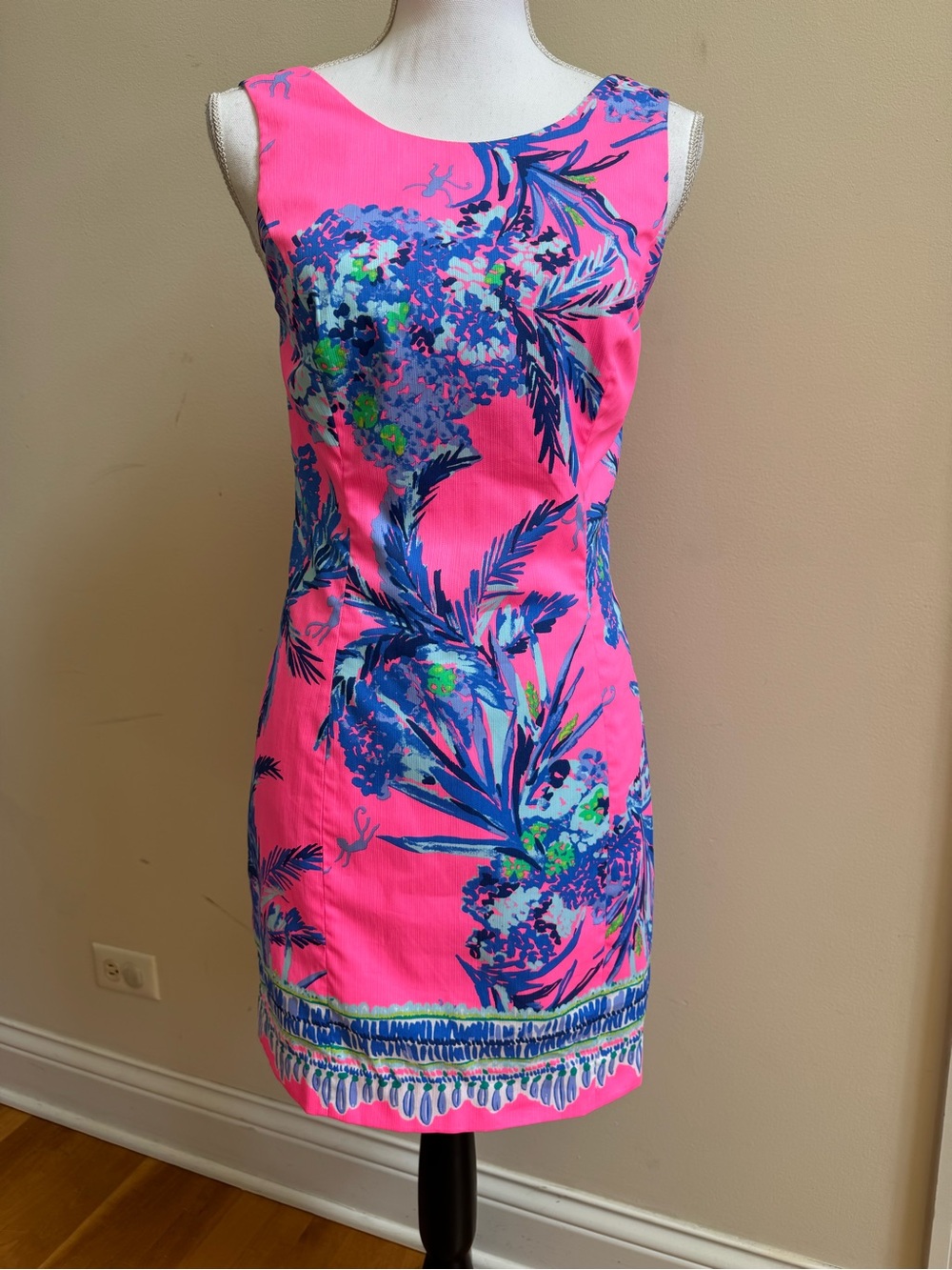 Lilly Pulitzer Hot Pink and Blue Mila Shift Dress,  Size 4, NWT, was $178